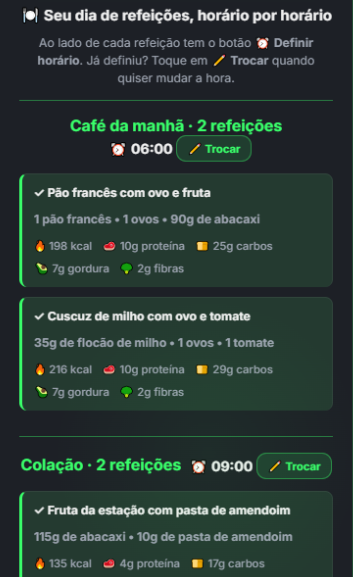 Cardápio e porções no notebook